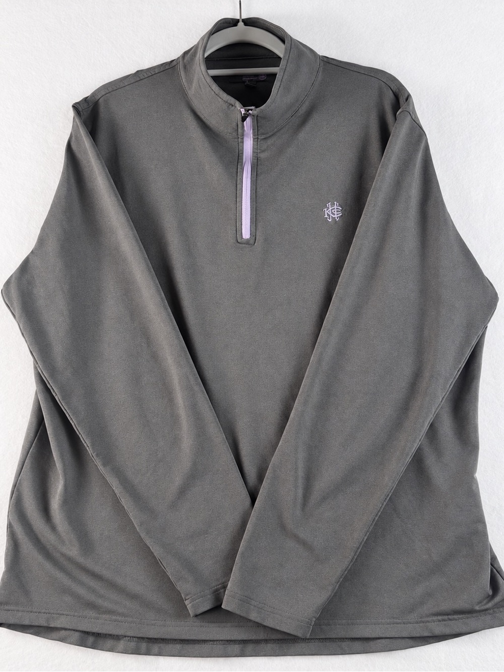 Peter Millar Crown Sport Men’s XL Gray Stretch 1/4 Zip Golf Pullover Monogram